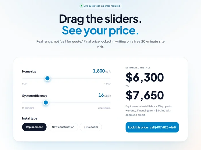 HVAC calculator site preview