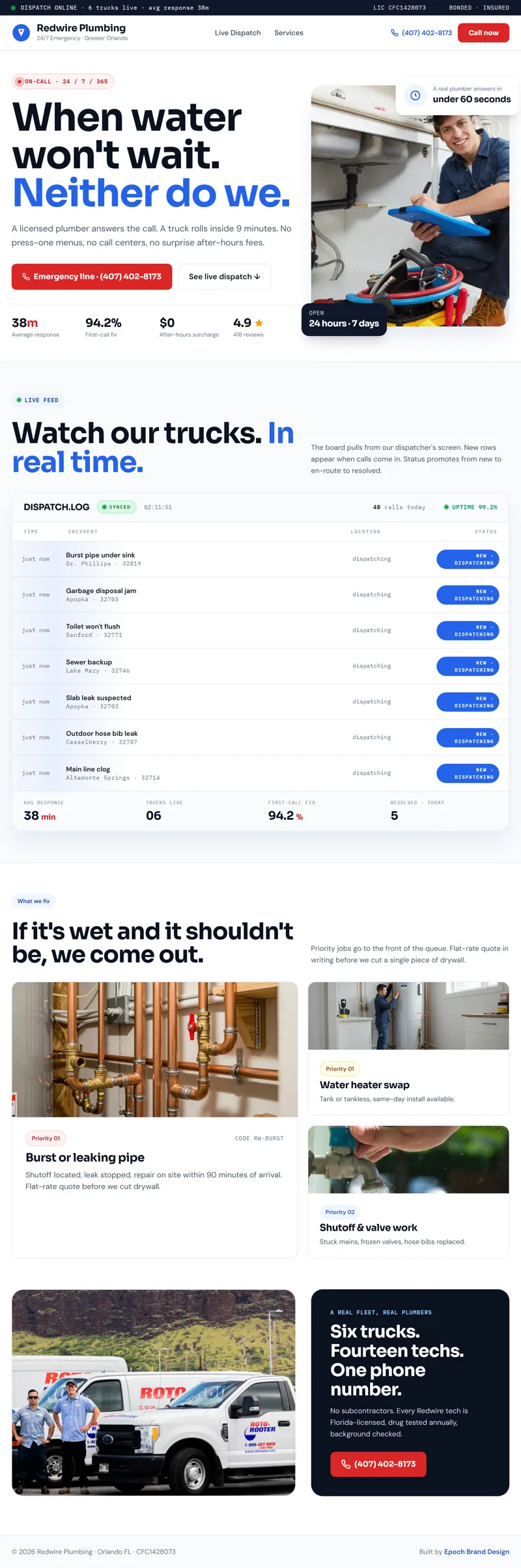 Plumbing sample site, full page