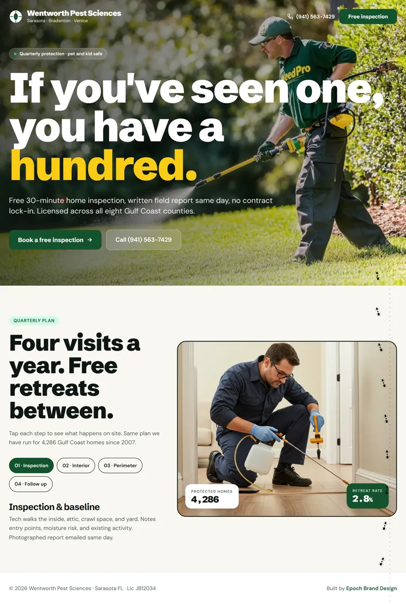 Pest control sample site, full page